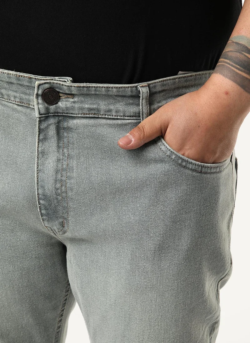 Urbano Fashion  Urbano Plus Men's Light Grey Bootcut Fit Mid Rise Tinted Heavy Washed Jeans Stretchable for Men | Best Price UAE